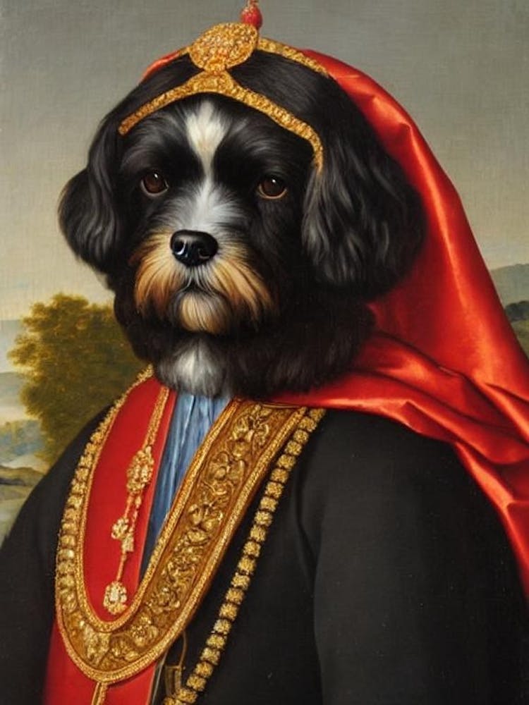 Lhasa Apso 2 Renaissance Porträt Ölgemälde