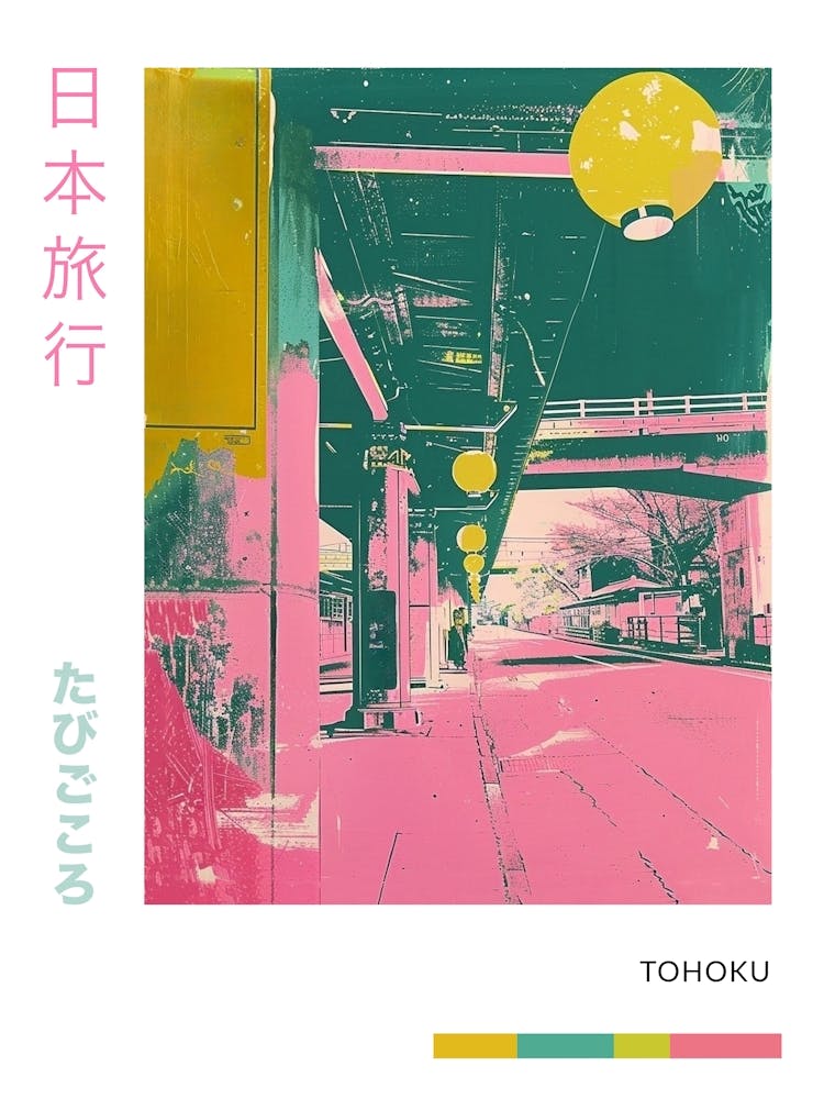 Tohoku Region Duotone Silkscreen Poster 4