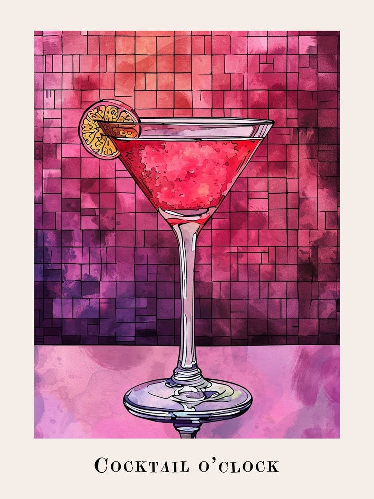 Cocktail O Clock Tile Poster 1