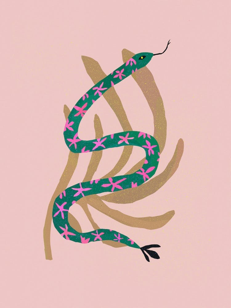 Snake And Abstract Plant