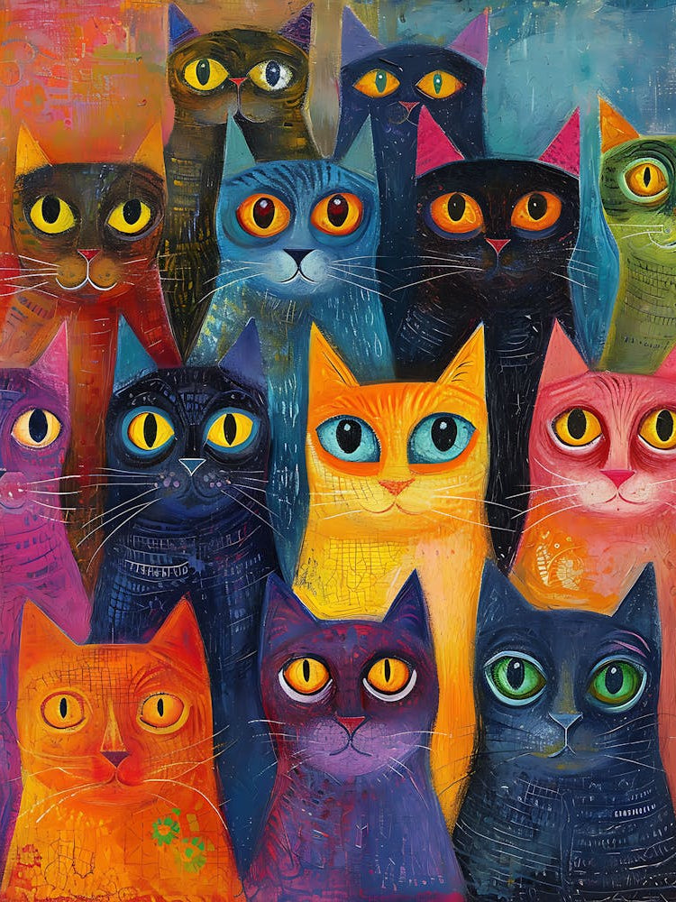 Beautiful Painting Funky Cats 19