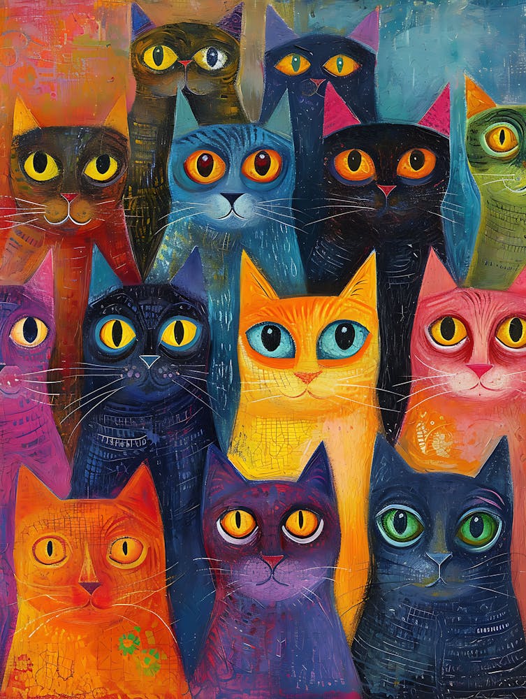 Beautiful Painting Funky Cats 19