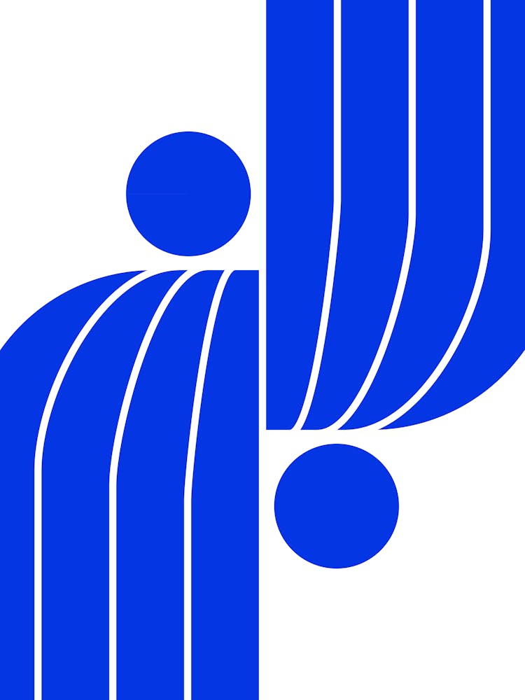 Motif Abstrait Moderne du Milieu du Siècle Arc Vviii en Bleu Royal 01