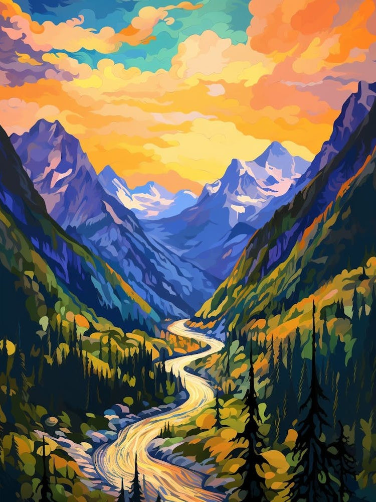 North Cascades National Park Retro Pop Art 2