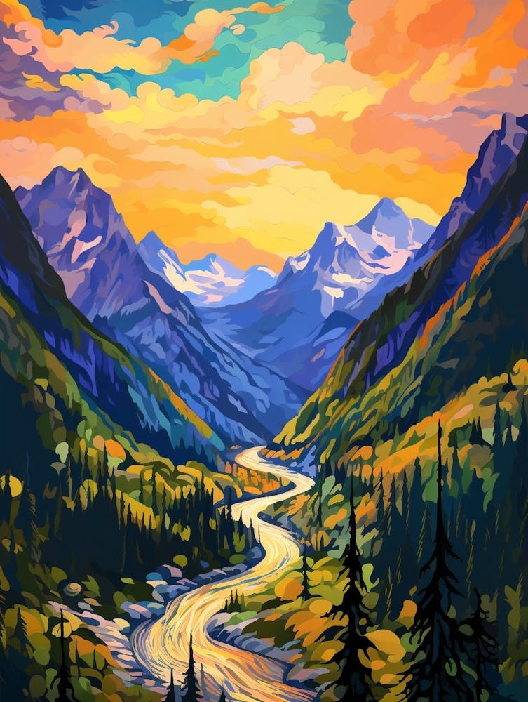 North Cascades National Park Retro Pop Art 2