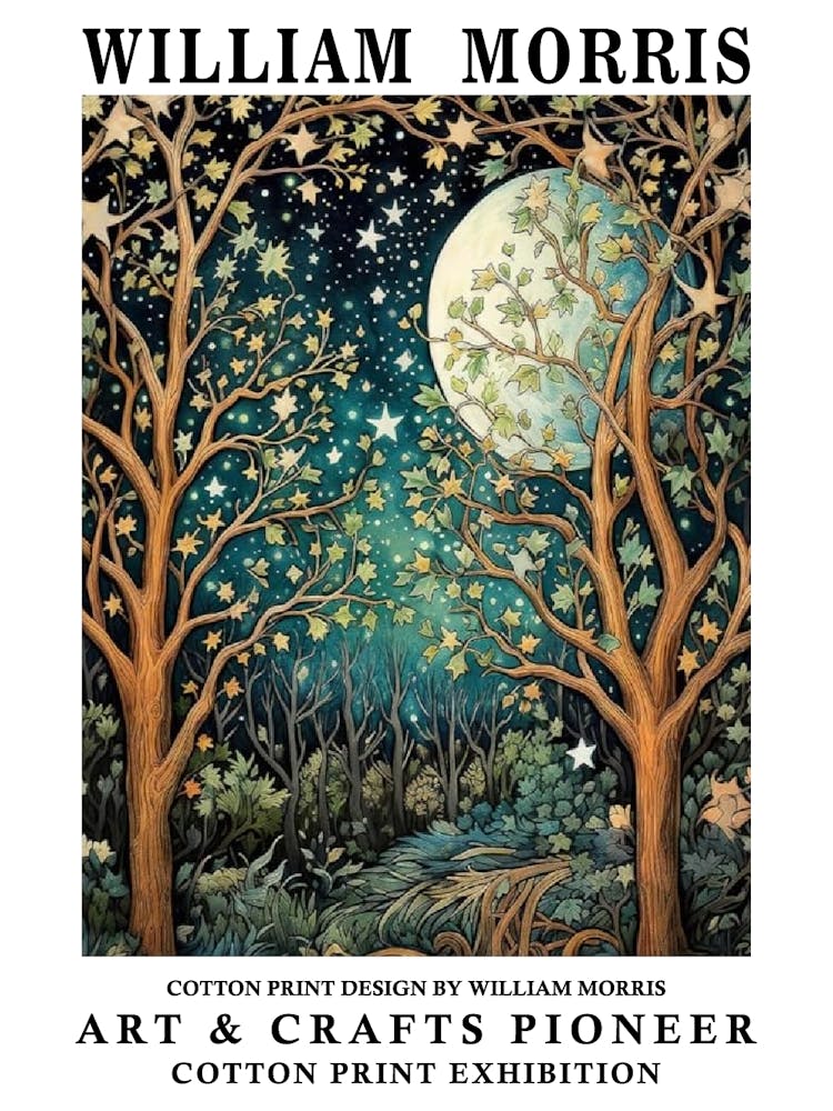William Morris Print Moon Night Forest 34 3 3