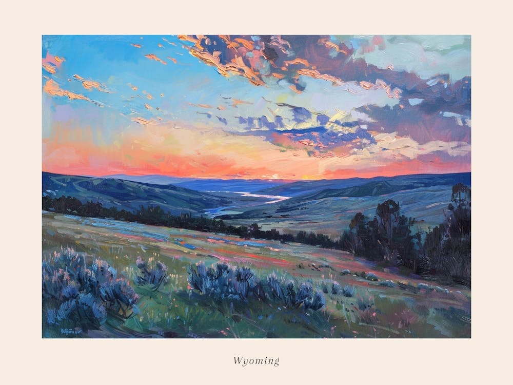 Western Sunset Landscapes Wyoming 2 Poster
