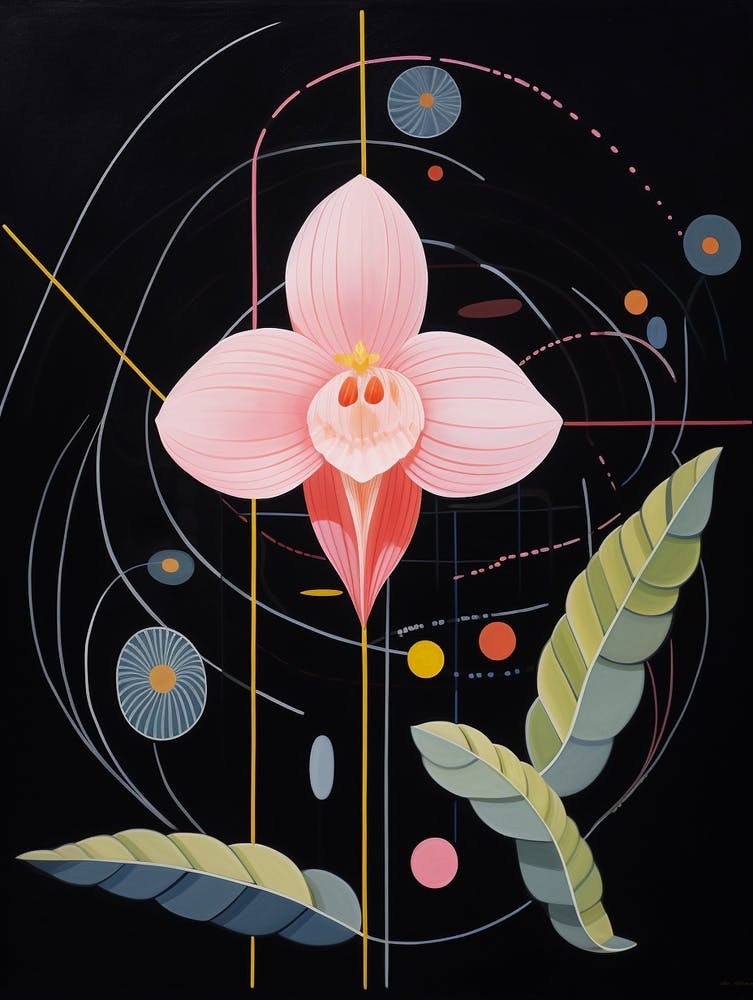 Orchid 1 Hilma Af Klint Inspired Flower Illustration