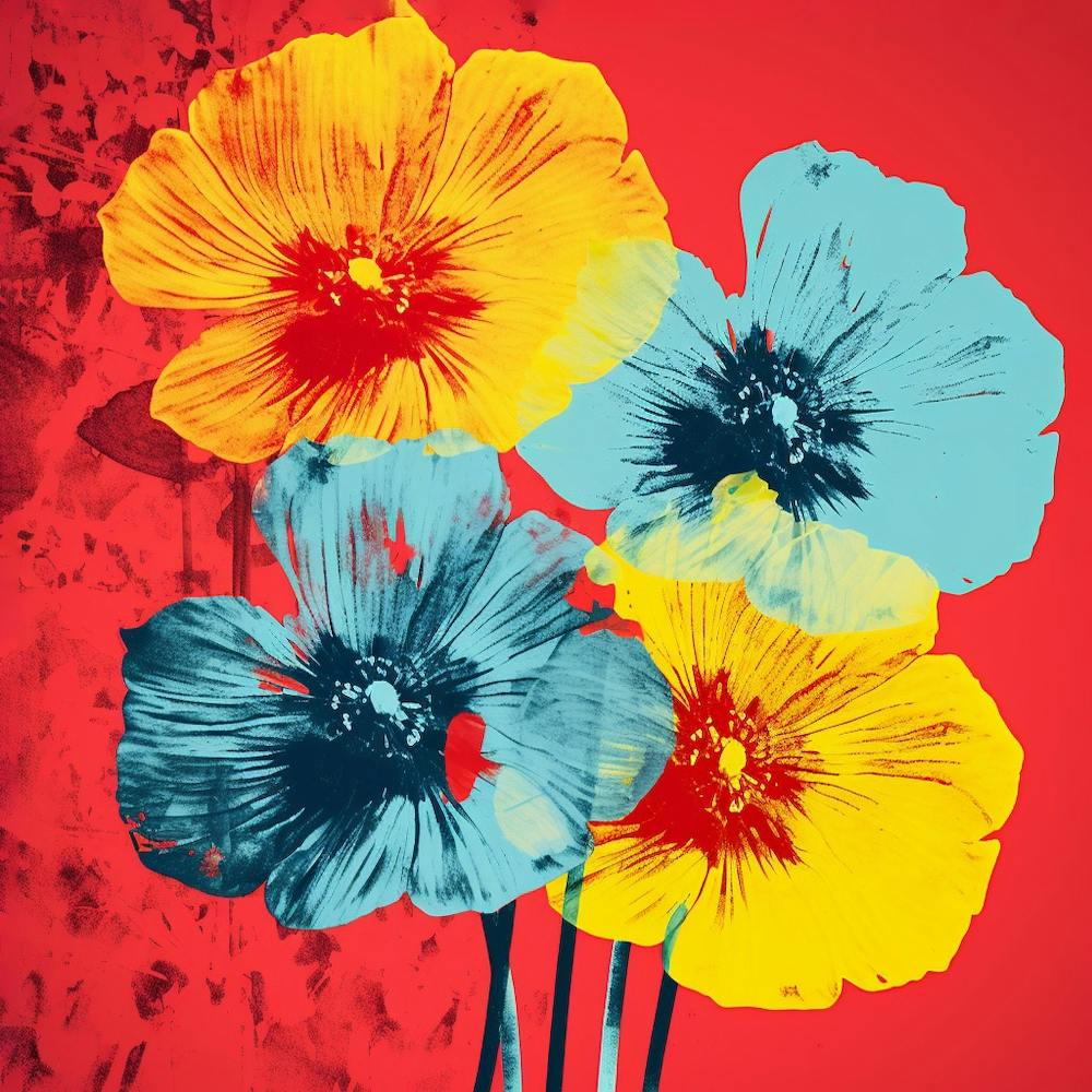 Andy Warhol Style Pop Art Fleurs Fleur Veronica 3 Carré
