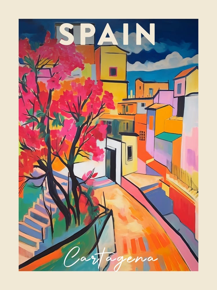 Cartagena Spain 3 Fauvist Painting  Travel Poster