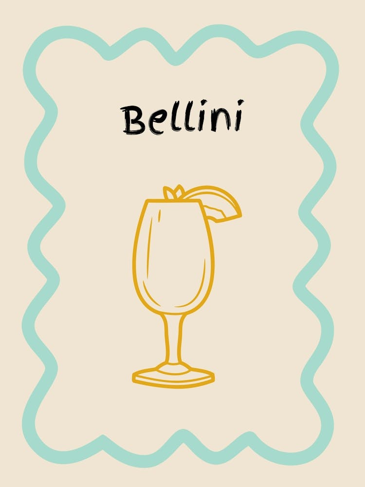 Bellini Doodle Poster Teal & Orange