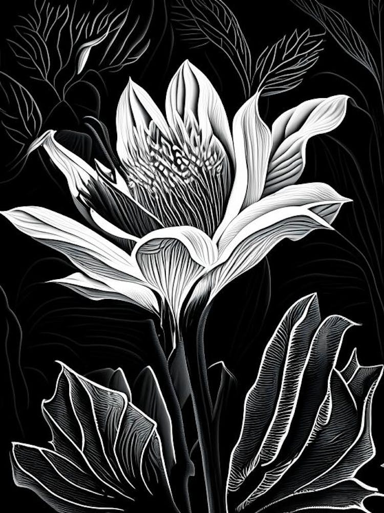 Bloodroot Leaf Linocut 2