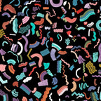 Curly And Zigzag Stripes Black Square