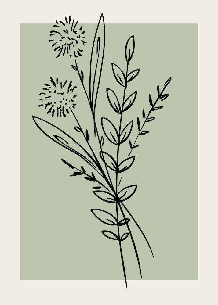 Neutral Wall Floral Botanical Line Art Minimalist Modern Bedroom Living 1