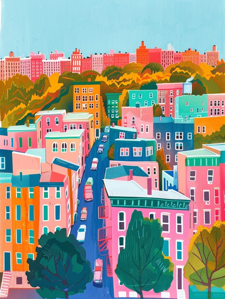 Riverdale New York Colourful Silkscreen Illustration 3