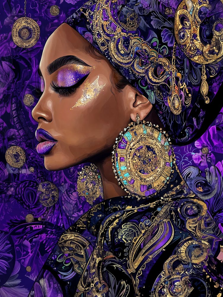 Purple And Gold black goddess