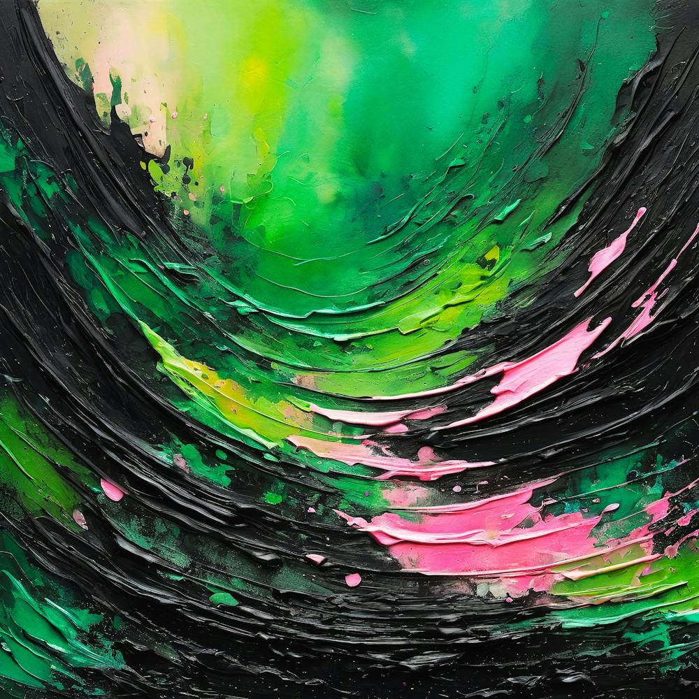 Abstract Pink Green Landscape Painting
