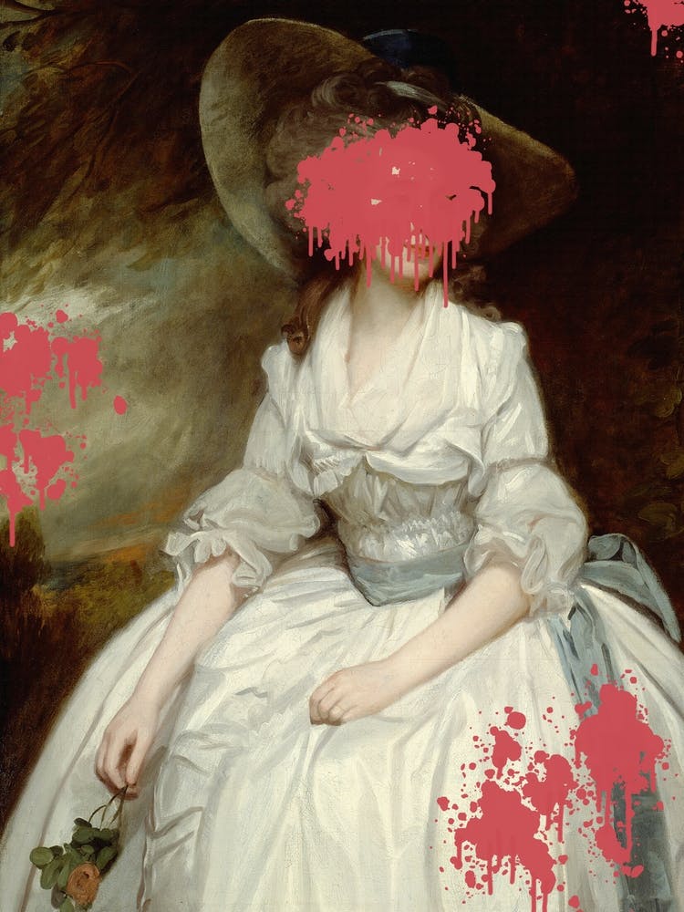 Renaissance Red Splash , Maximalist Collage