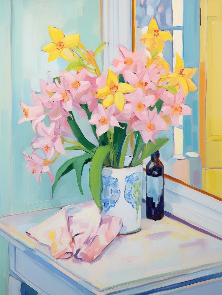 A Vase With Daffodil, Flower Bouquet 4