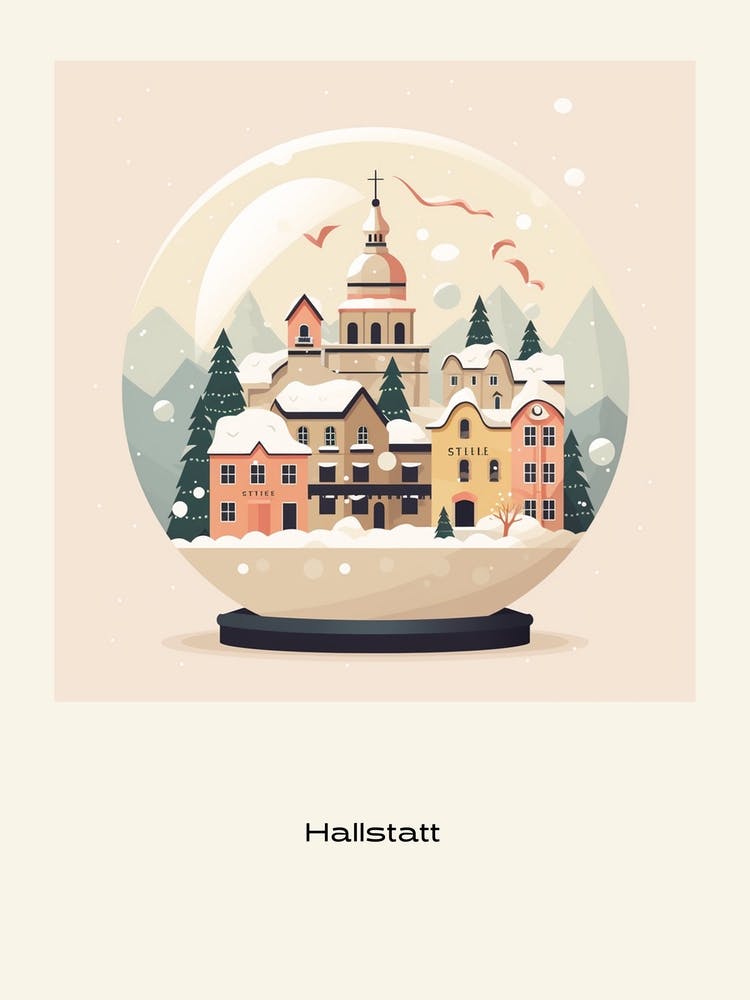 Hallstatt Österreich 2 Schneekugel Poster