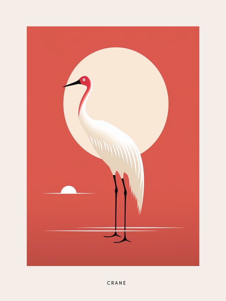 Minimalist Crane 2 Bird Poster