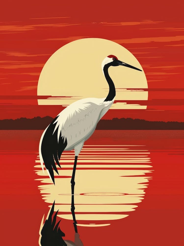 Crane At Sunset