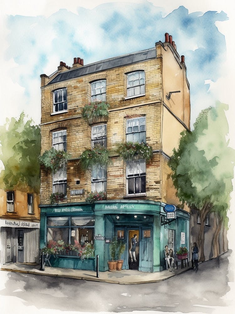 New Cross London Neighborhood, Watercolour 2