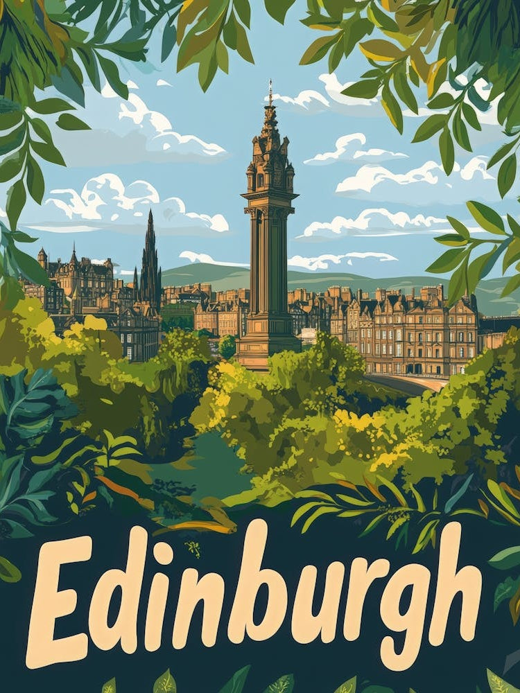 Aihrgdesign A Mid Century Modern Travel Poster For Edinburgh 1