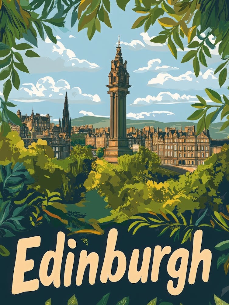 Aihrgdesign A Mid Century Modern Travel Poster For Edinburgh 1