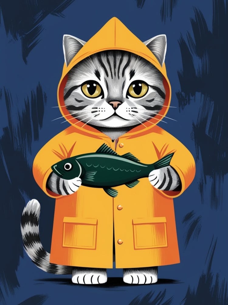 Katze im Regenmantel
