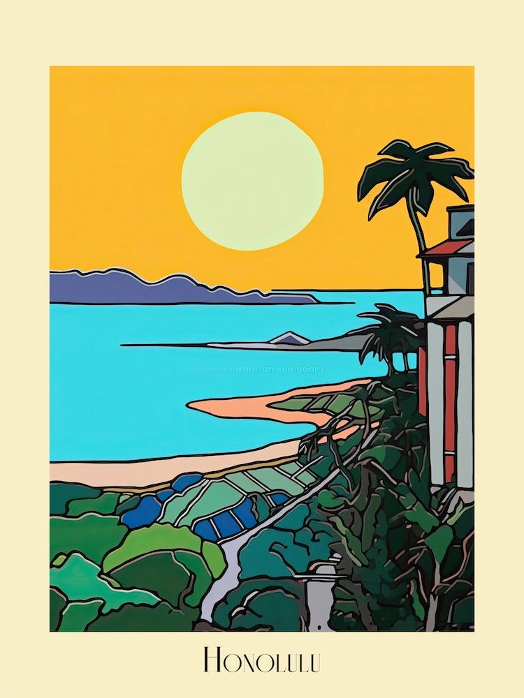 Poster Of Minimal Design Style Of Honolulu Hawaii, Usa 3