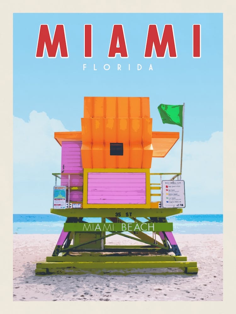 Miami Beach Florida Travel Poster