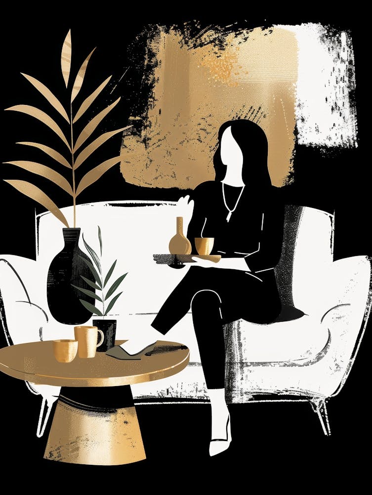 Woman Sitting On Couch