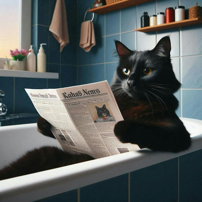 Cat Reading Newspaper 1