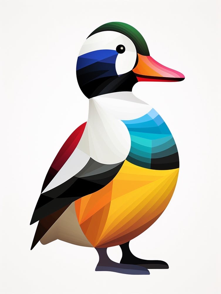 Colourful Geometric Bird Bufflehead