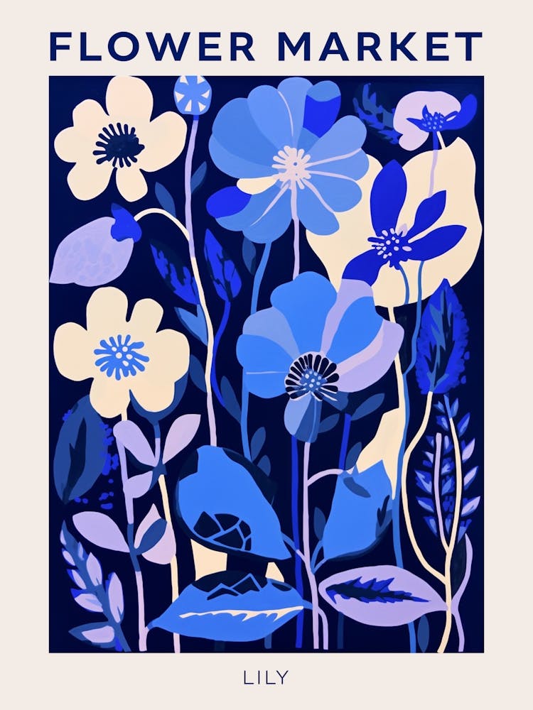 Blue Flower Market Poster Lily 1