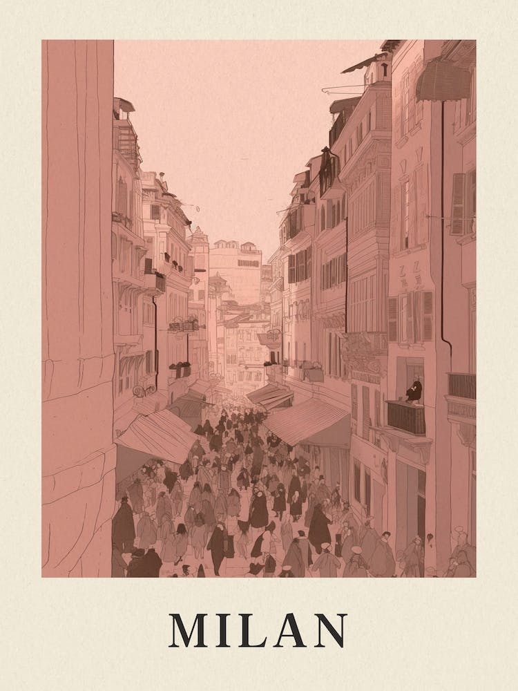 Milan 2 Vintage Pink Italy Poster