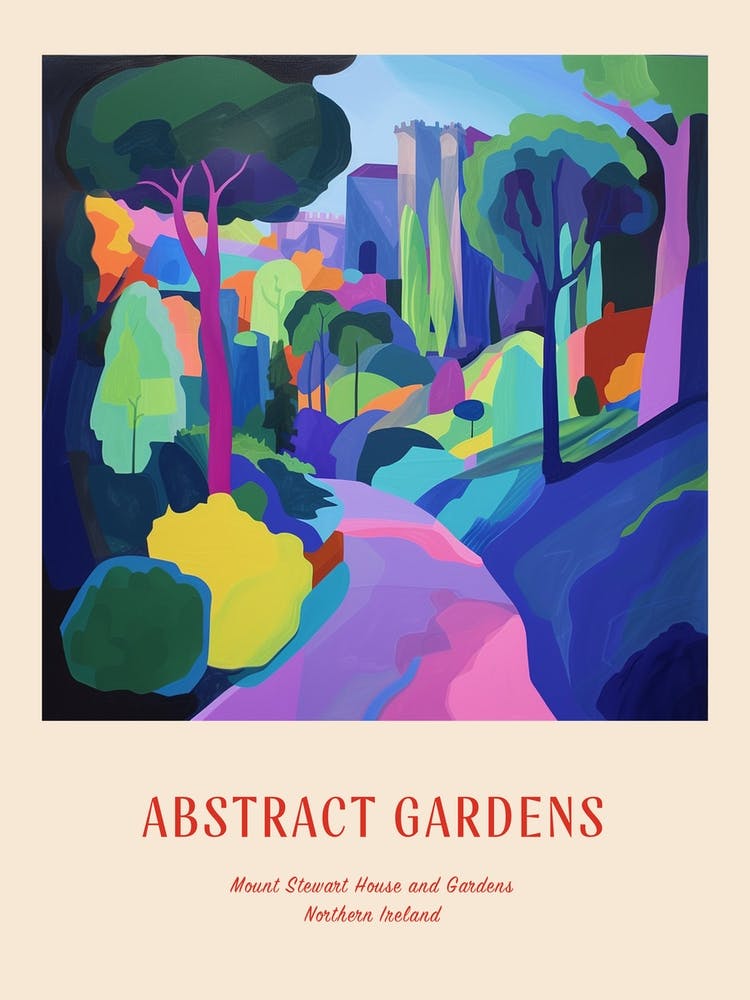 Colourful Gardens Mount Stewart House And Gardens Northern Ireland 3 Red Poster