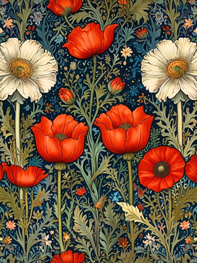 William Morris Poppies And Daisies 1