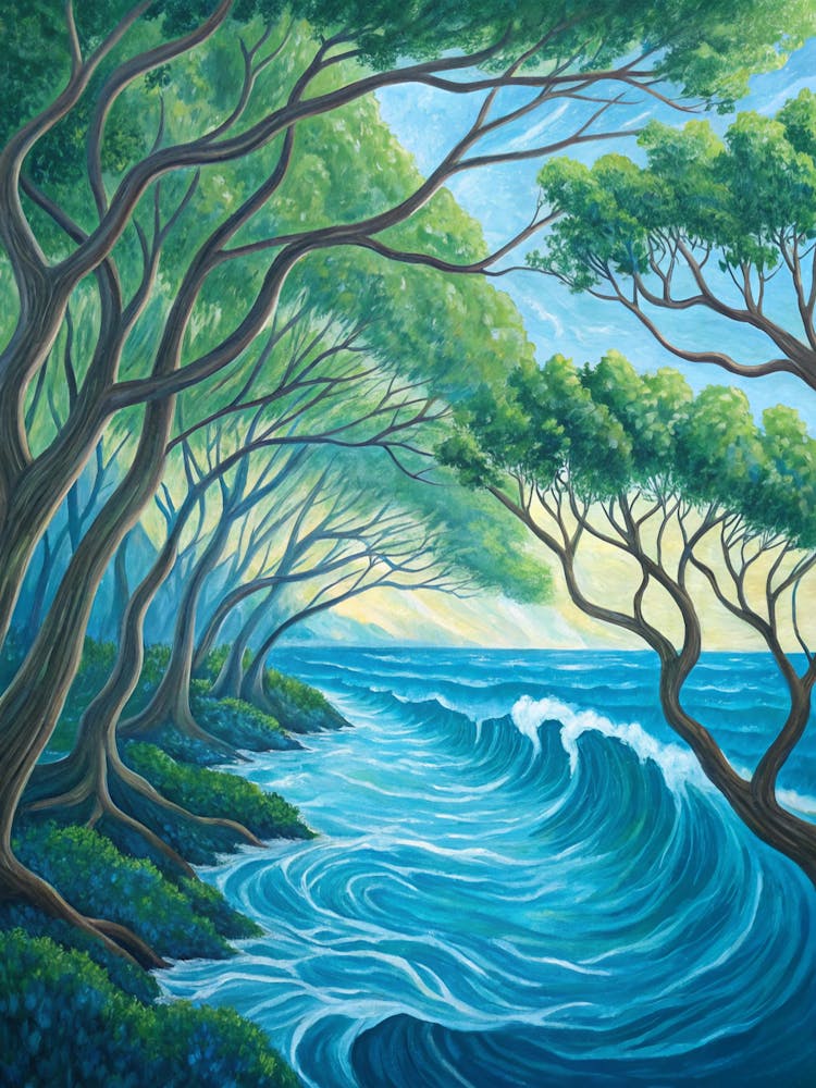 Ocean And Trees