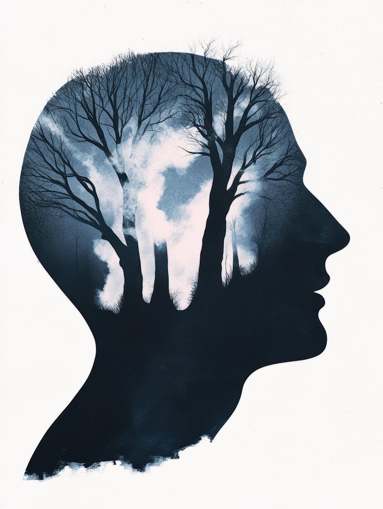 Silhouette Of A Head With Trees