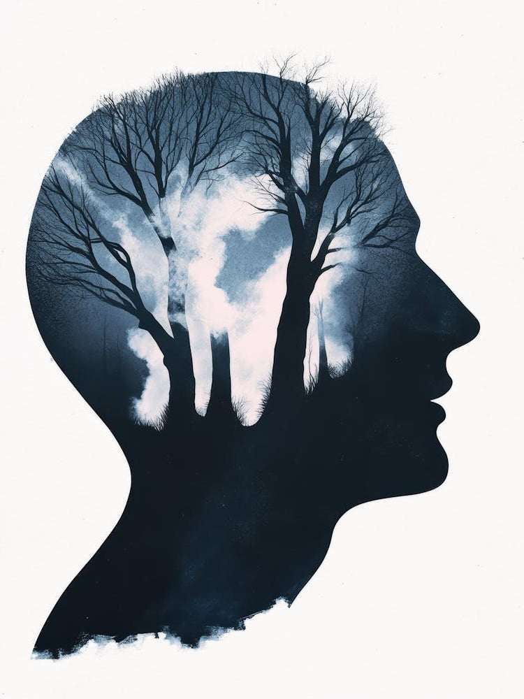 Silhouette Of A Head With Trees