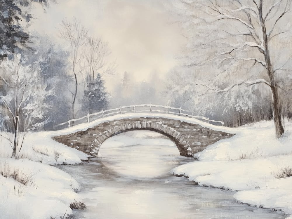 Winter Bridge Over The Stream