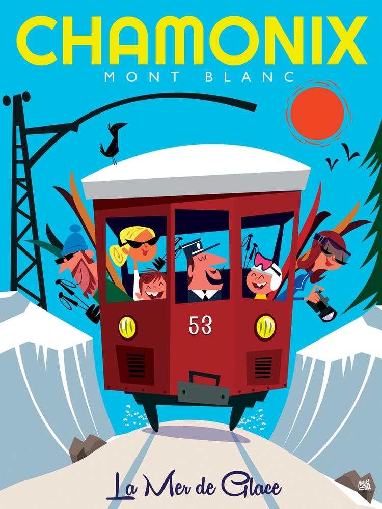 Chamonix Mer De Glace Poster Blue