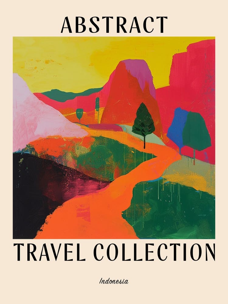 Abstraktes Reisekollektion Poster Indonesien 4