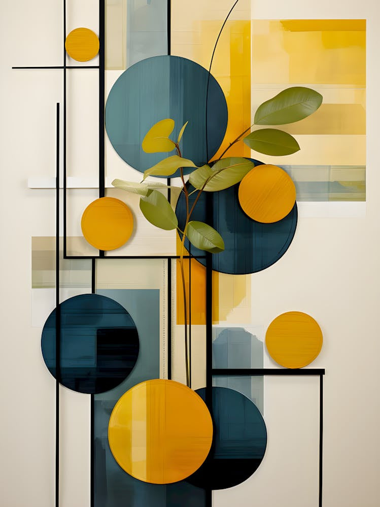Mid-Century Modern Abstract Wall Art with Geometric Shapes