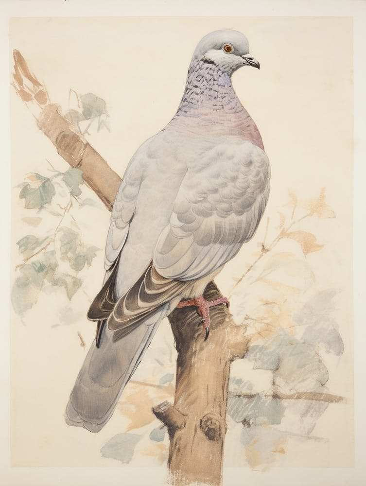 Vintage Bird Drawing Pigeon 1