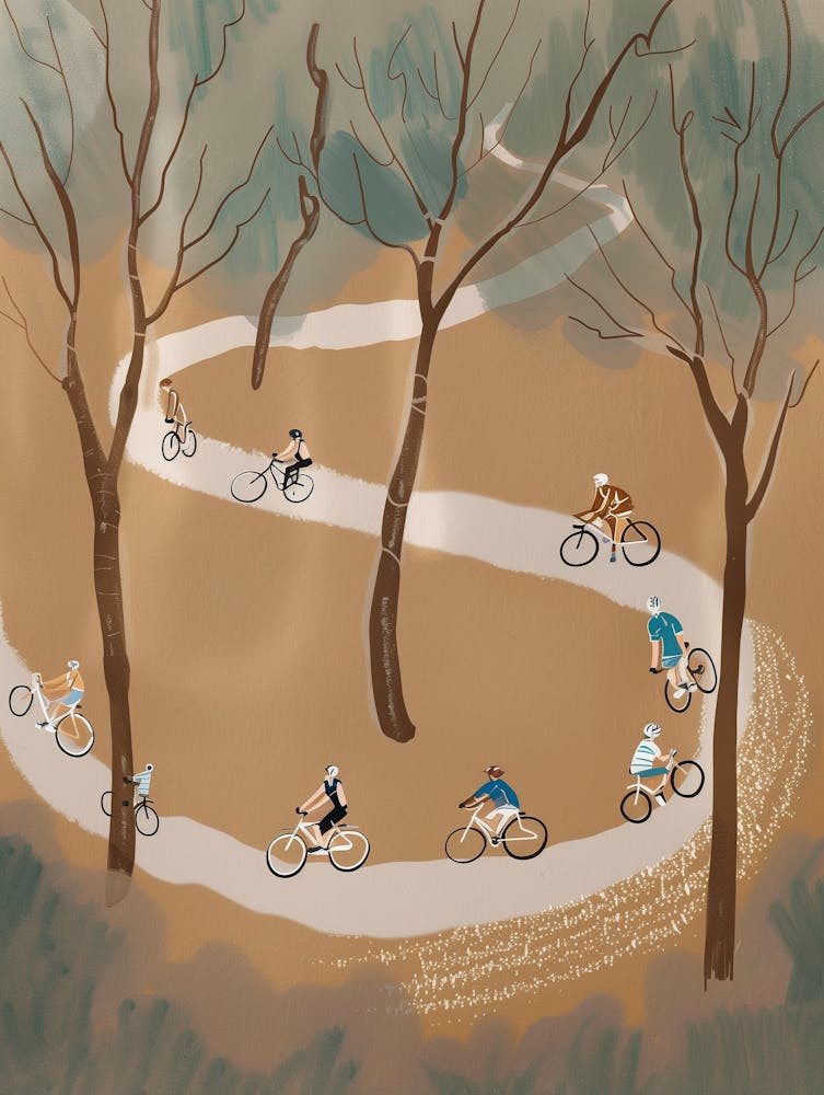 People Riding Bikes In The Woods