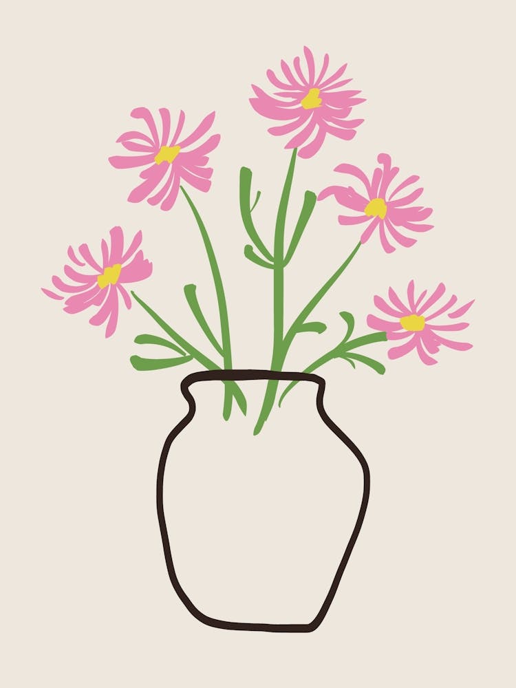Pink Flowers In A Vase 1