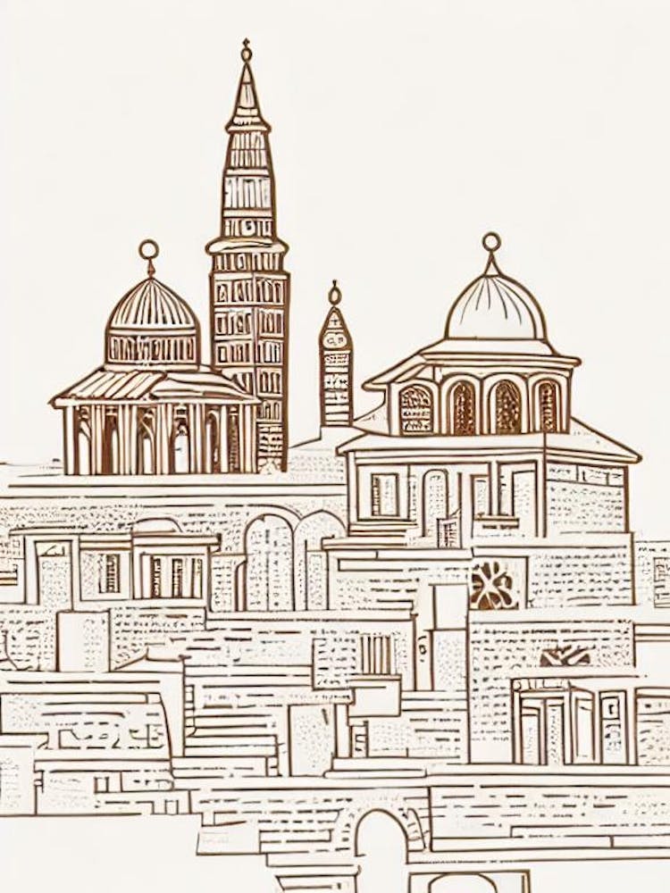 Grand Bazaar Istanbul Boho Landmark Illustration